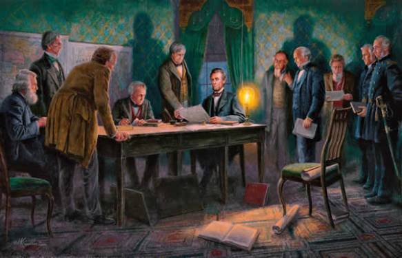 Lincoln signing General Order No. 100 (Mort Künstler)