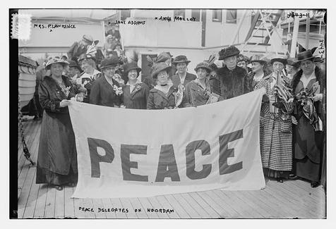 Jane Addams and delegates to the Hague conference in 1915
