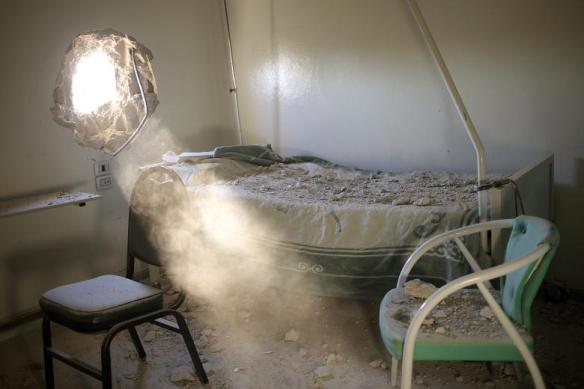 Tall Rifat hospital near Aleppo attacked by helicopter gunships June 2012