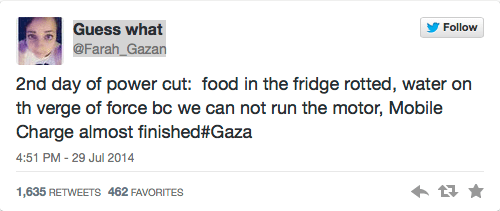 Gaza tweet power cut