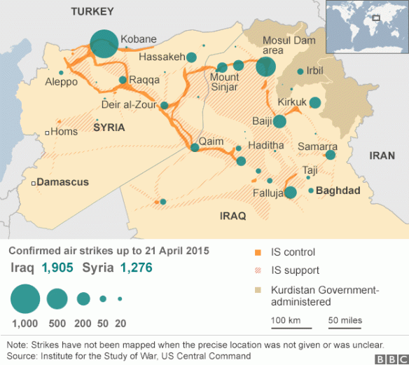 Air strike sin Iraq and Syria to April 2015