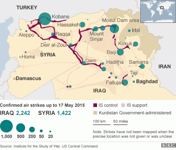 Air strikes in Iraq and Syria to 17 May 2015