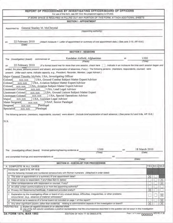 AR 15-6 CIVCAS Uruzgan February 2010