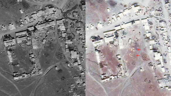 Dhatta Khel before and after drone strike (Forensic Architecture)
